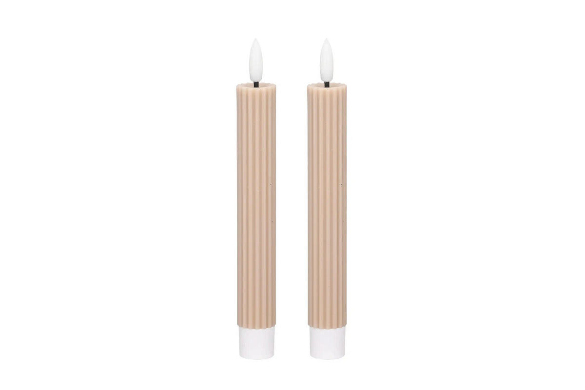 LED-KERZENSET Ø2,2x15,5 cm, Beige - Beige, Naturmaterialien (2.2/2.2/15.5cm) - dasmöbelwerk