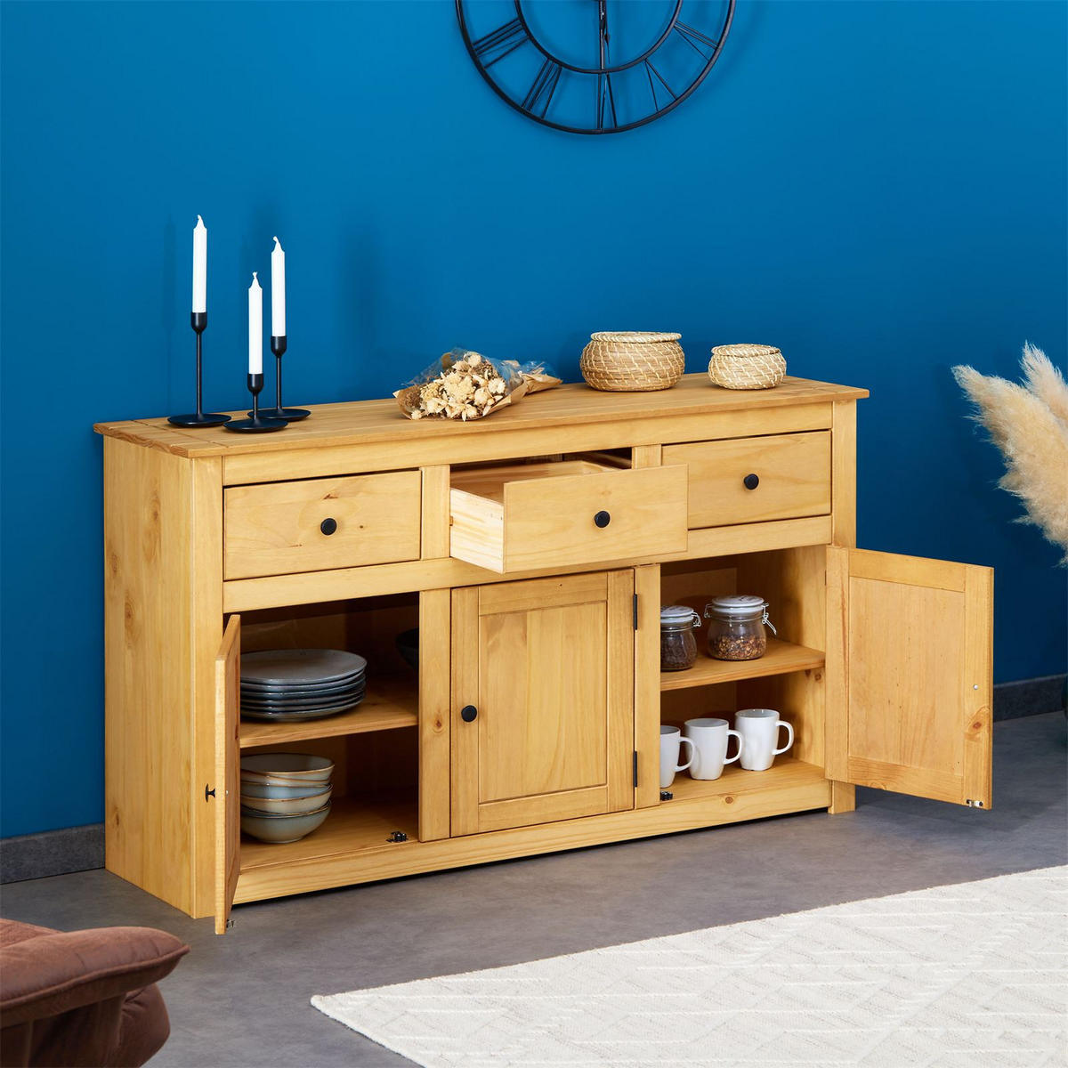 SIDEBOARD CANCUN - Kieferfarben, Holz (135/80/40cm) - CARO-Möbel