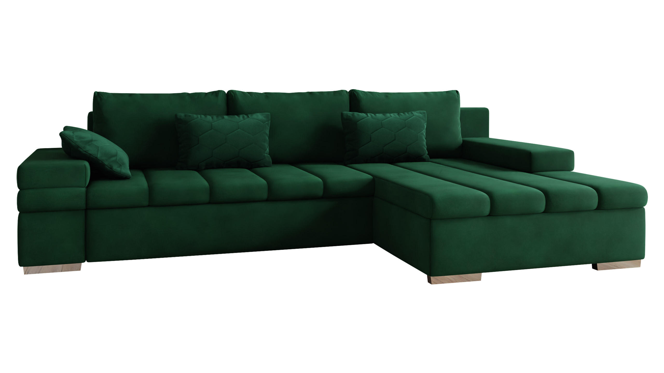 ECKSOFA Bangkok Premium, Seite: Rechts - Smaragdgrün/Silberfarben, Holz/Textil (310/175cm) - MIRJAN24