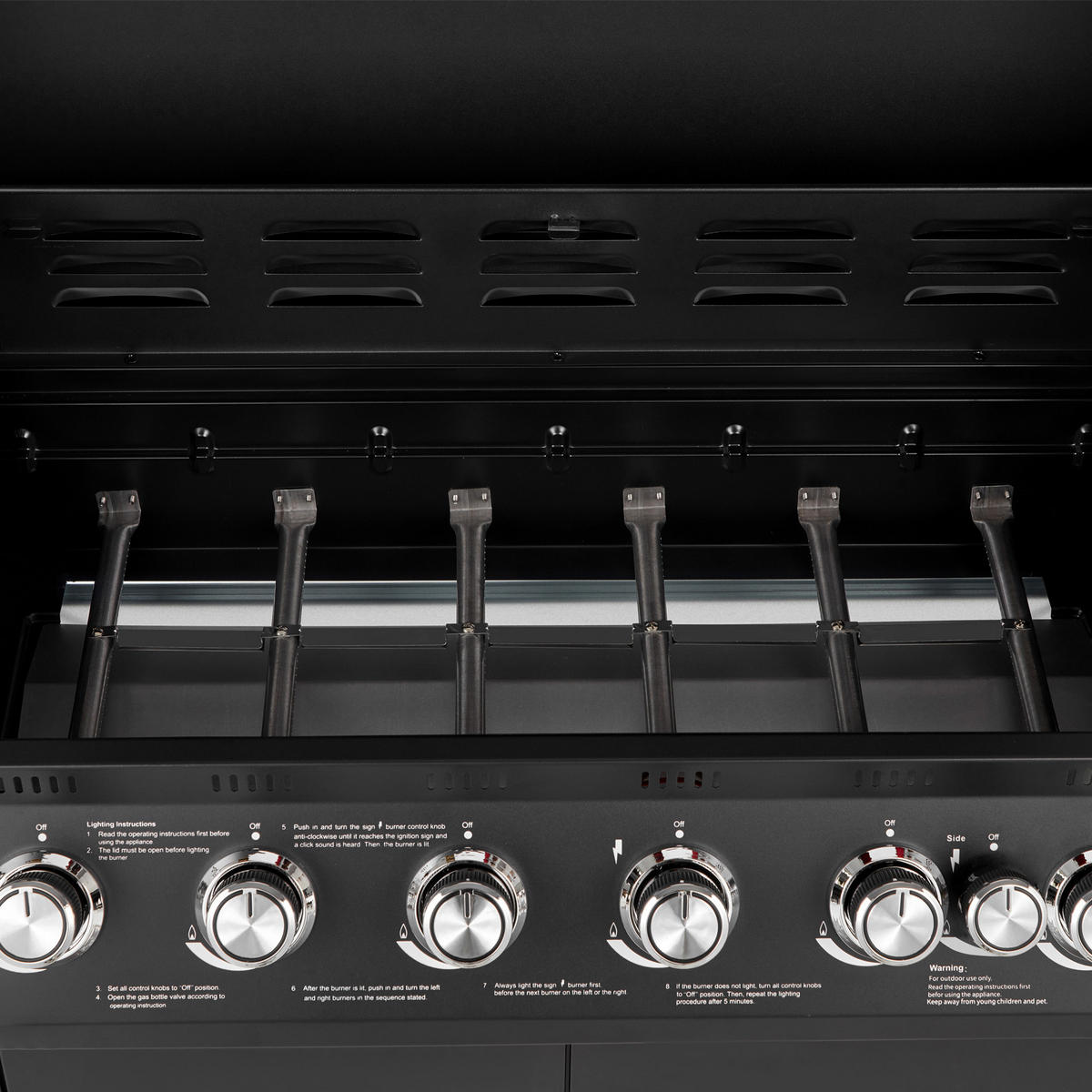 GASGRILL Brando 6+1 6 Brenner mit Seitenkocher - Schwarz, Metall (141/109/52cm)