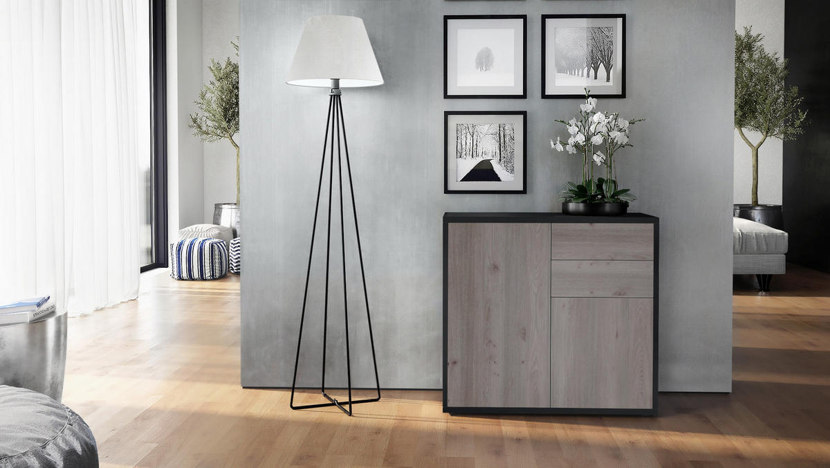 KOMMODE Ben Front in Eiche Nordic - Silbereichenfarben, Holzwerkstoff (79/74/36cm) - Vladon