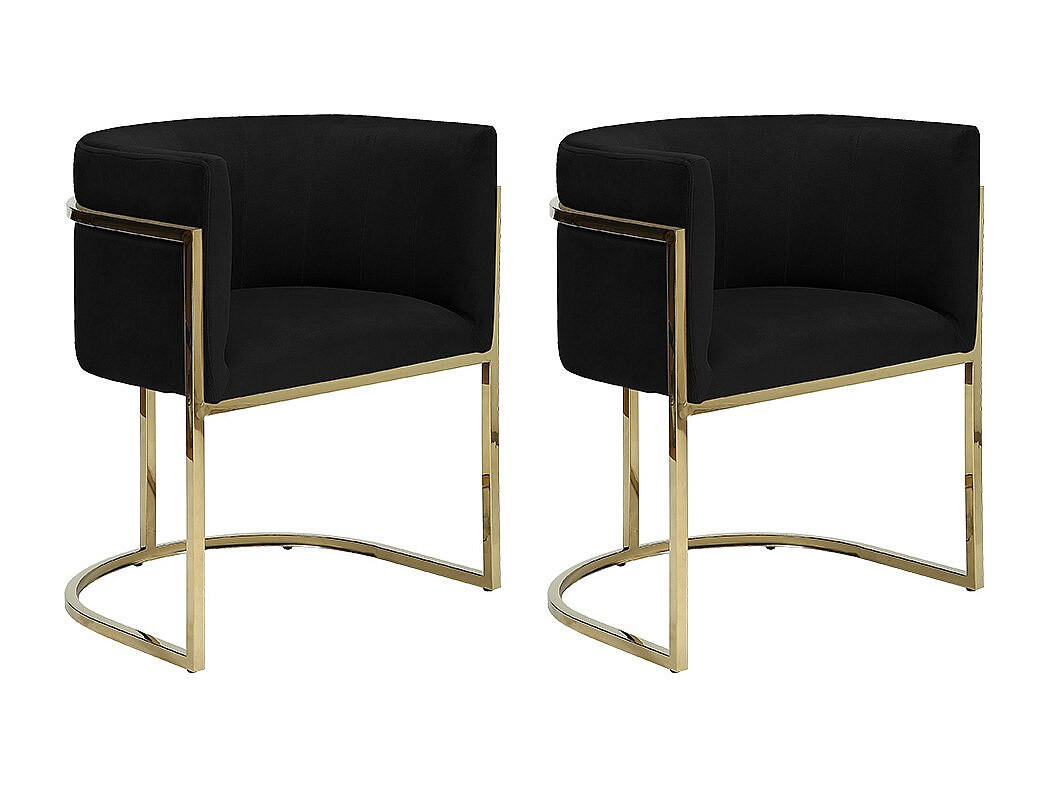 STUHL mit Armlehnen 2er-Set - Samt & Metall - Schwarz & Goldfarben - PERIA - Schwarz, Textil (56.5/76/60cm) - Pascal Morabito