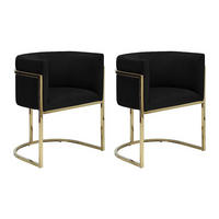 STUHL mit Armlehnen 2er-Set - Samt & Metall - Schwarz & Goldfarben - PERIA - Schwarz, Textil (56.5/76/60cm) - Pascal Morabito