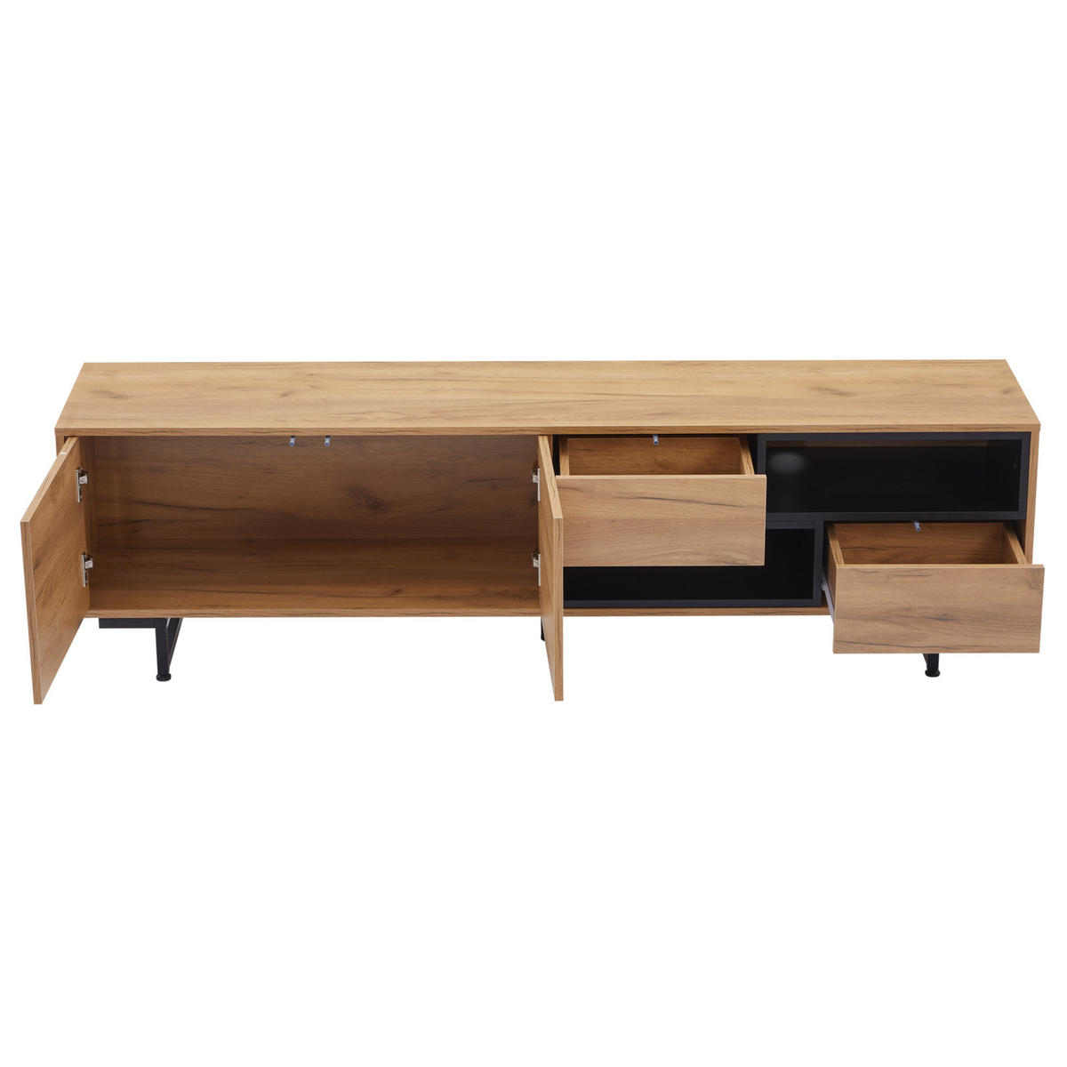 LOWBOARD 173/38/48 cm aus Holzwerkstoff mit Kabeldurchlass Holzfarben - Naturfarben, Holzwerkstoff (173/48/38cm) - Modenvie