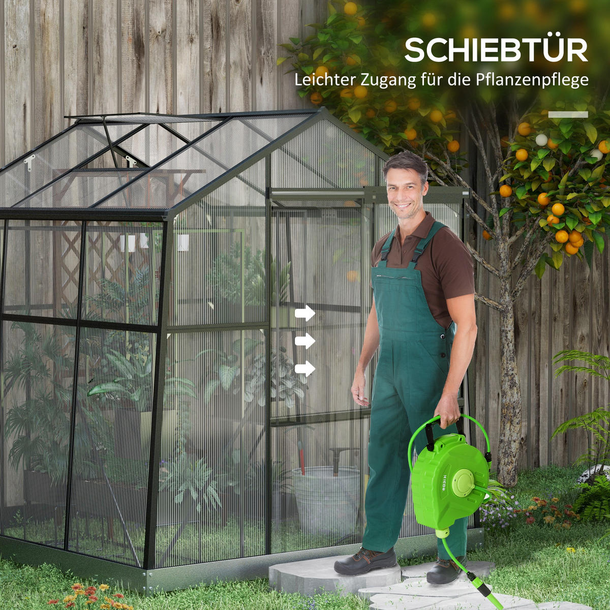 FOLIENGEWÄCHSHAUS, Schwarz, Aluminiumlegierung, Polycarbonat - Schwarz, Metall (192/204/192cm) - Outsunny