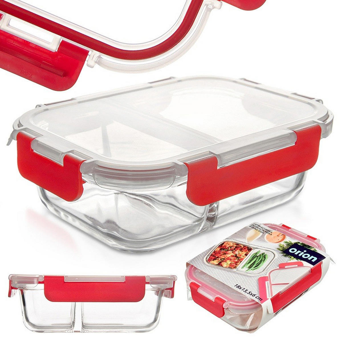LUNCHBOX unterteilt 550 ml Transparent - Transparent, Glas (13.5/6/18.5cm) - Orion 