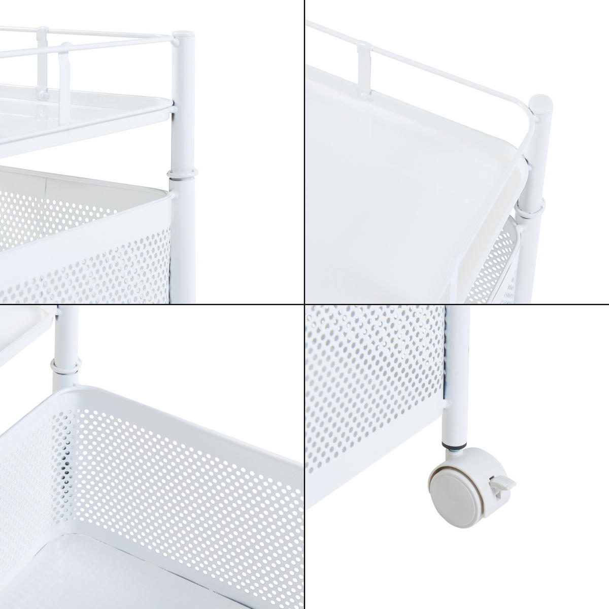 ROLLWAGEN Sunndal - Weiß, Metall (27/64.5/27cm) - [en.casa]