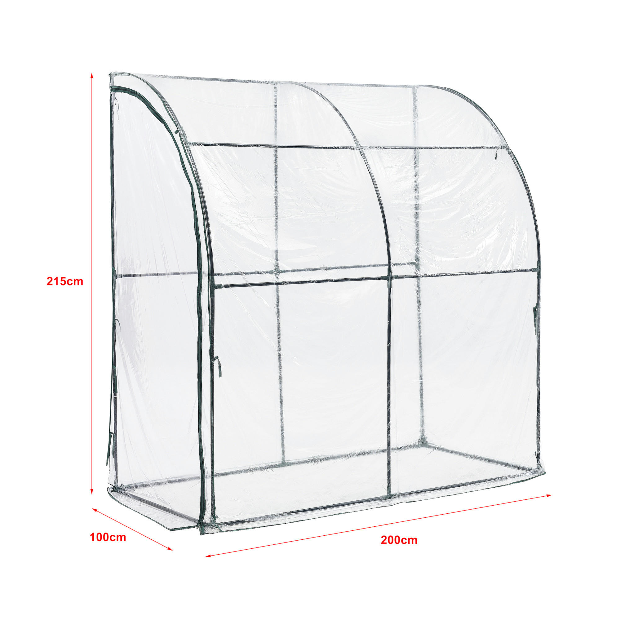 Thumbnail - [en.casa] Gewächshaus, Transparent, Kunststoff, 100x215x200 cm, Gartenzubehör, Hochbeete