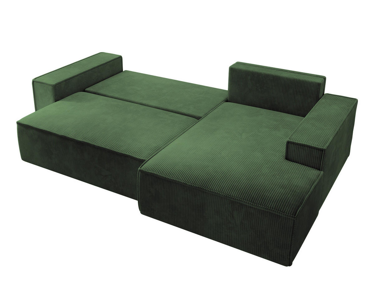 ECKSOFA Farese Dunkelgrün Cordbezug - Schwarz/Grün, Kunststoff/Textil (267/167cm) - Selsey