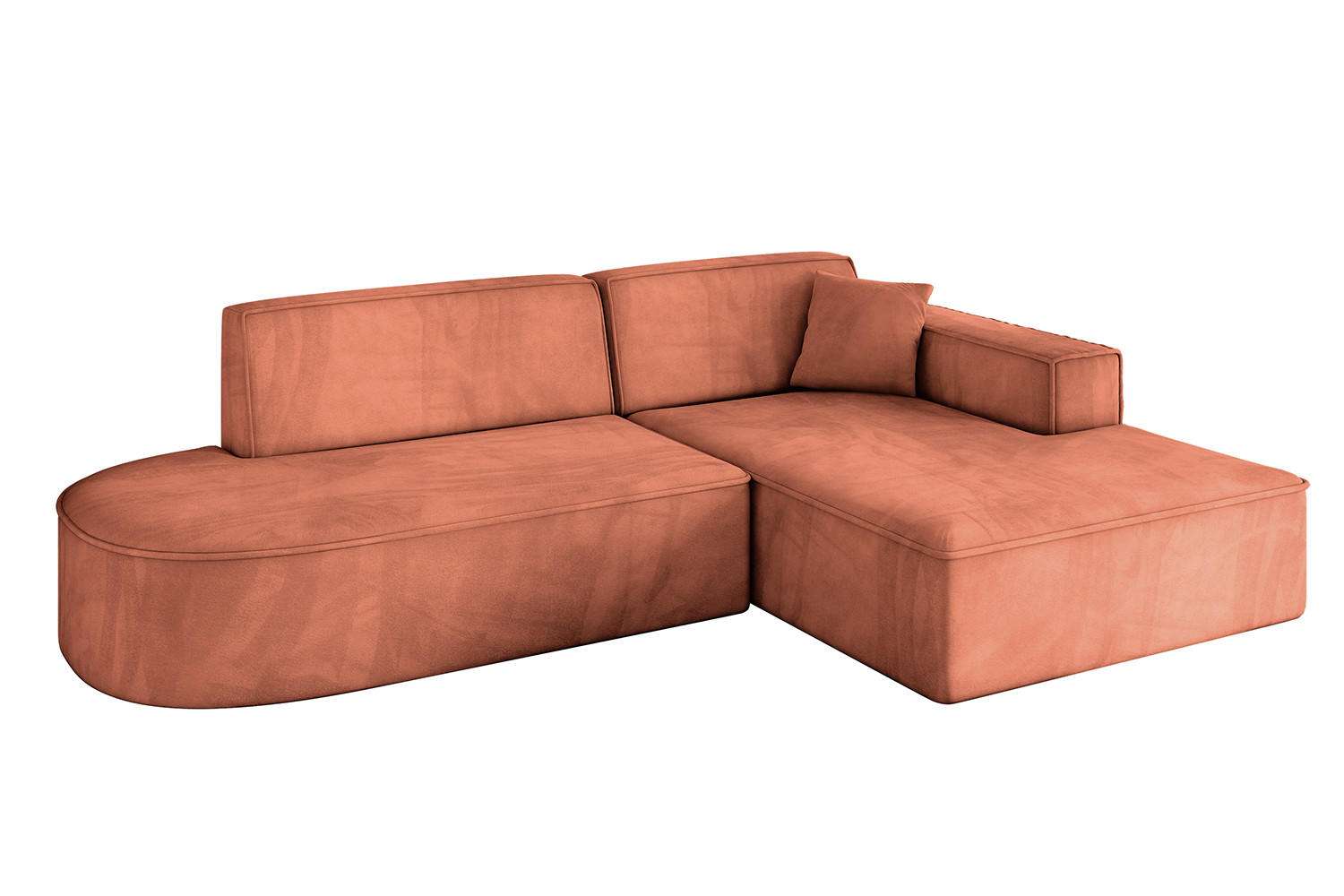 ECKSOFA Ottomane Rechts IREA-L1-v4 - 232x165x77 cm Apricot - Koralle, Holzwerkstoff/Textil (232/165cm) - ALTDECOR