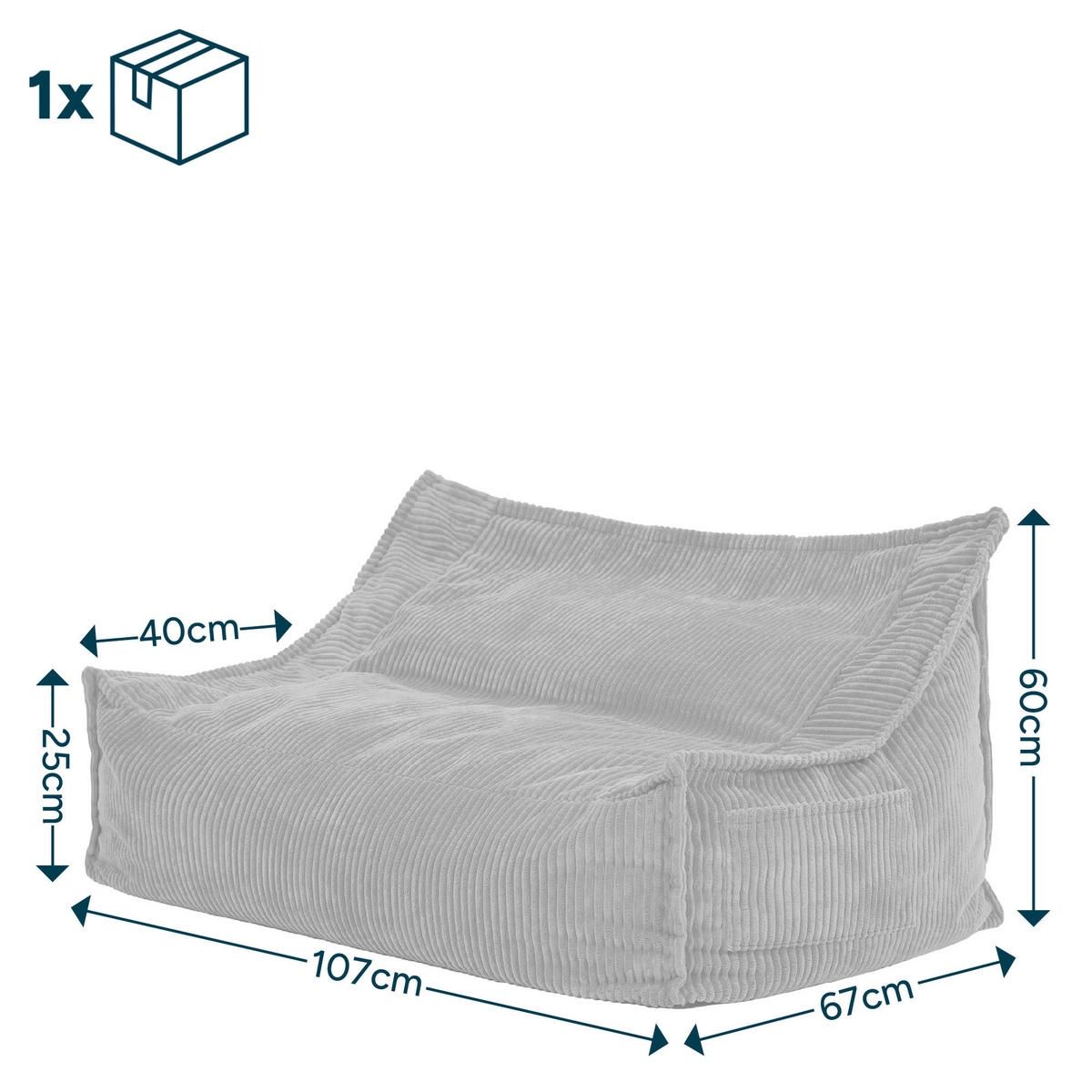 KINDERSITZSACK Sofa Francesco - Beige, Textil (107/60/67cm) - icon