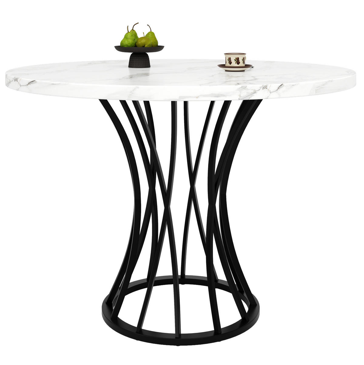 ESSTISCH, MDF-Tischplatte in Marmoroptik & Metallgestell, 80/80/76 cm, Schwarz - Schwarz, Holzwerkstoff (80/80/76cm) - Redom