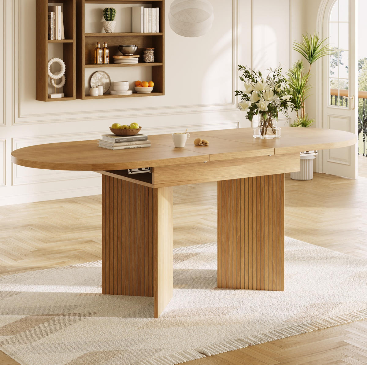 ESSTISCH 120-160/80/75 cm ausziehbar mit flexibler Tischplatte und MDF-Oberfläche, Naturholz - Hellbraun, Holzwerkstoff (120/80/75cm) - Redom