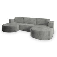 ROHOVÁ SEDAČKA VEZZO světle šedá - šedá/světle šedá, dřevo/textil (347/174cm) - MASSENO