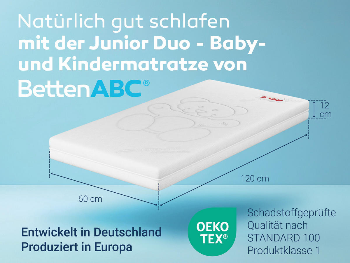 BABYMATRATZE Junior-Duo, mit Trittkante, Größe: 60x120 - Weiß, Textil (60/120cm) - Betten-ABC