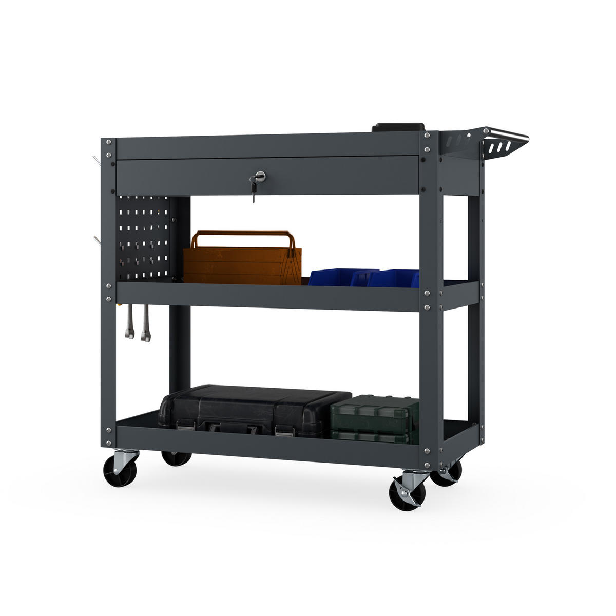 WERKSTATT-WERKZEUGWAGEN FRED 80x80x38 cm - Anthrazit, Metall (80/80/38cm)