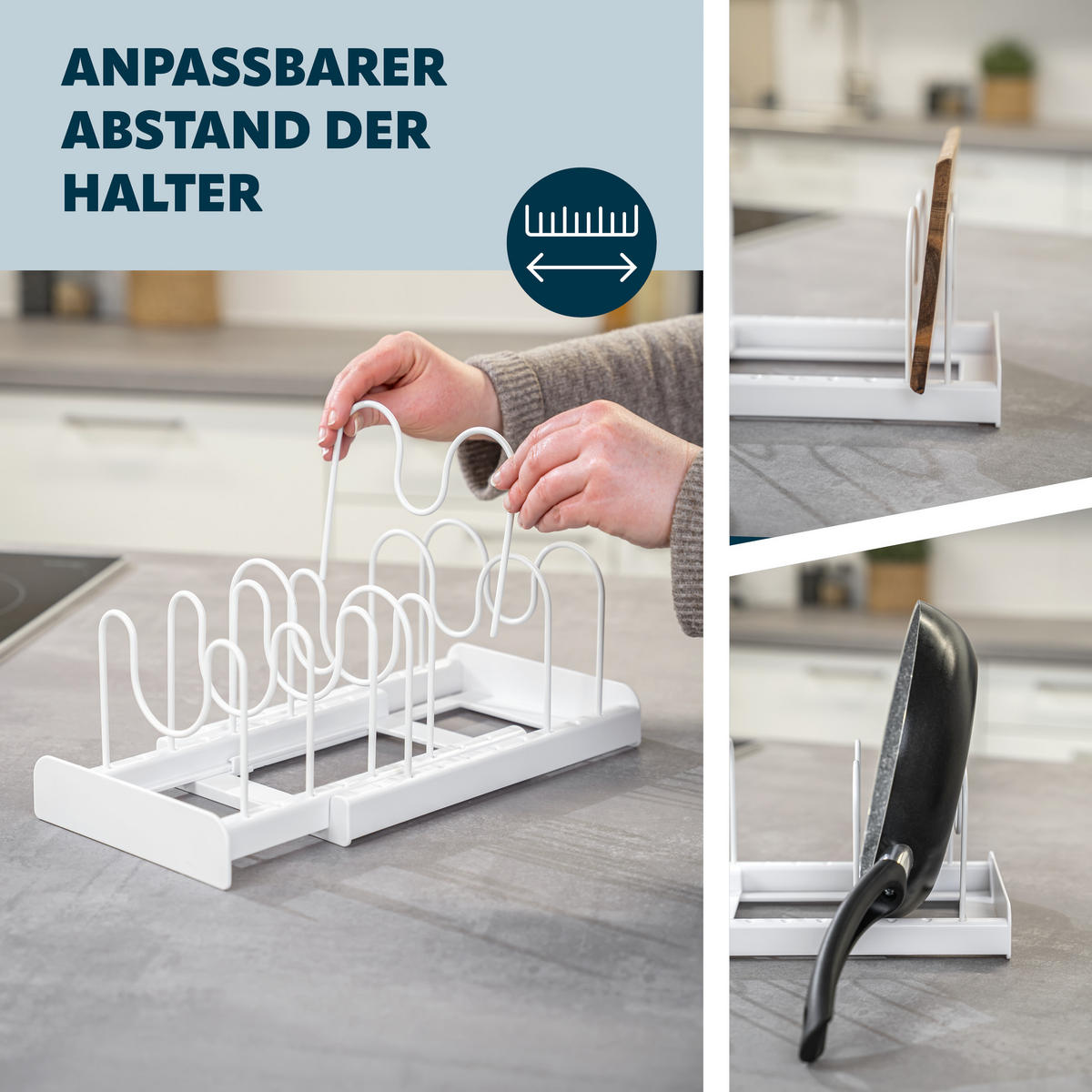 TOPFDECKELHALTER, weiß - Weiß, Kunststoff (17/14/47cm) - eluno