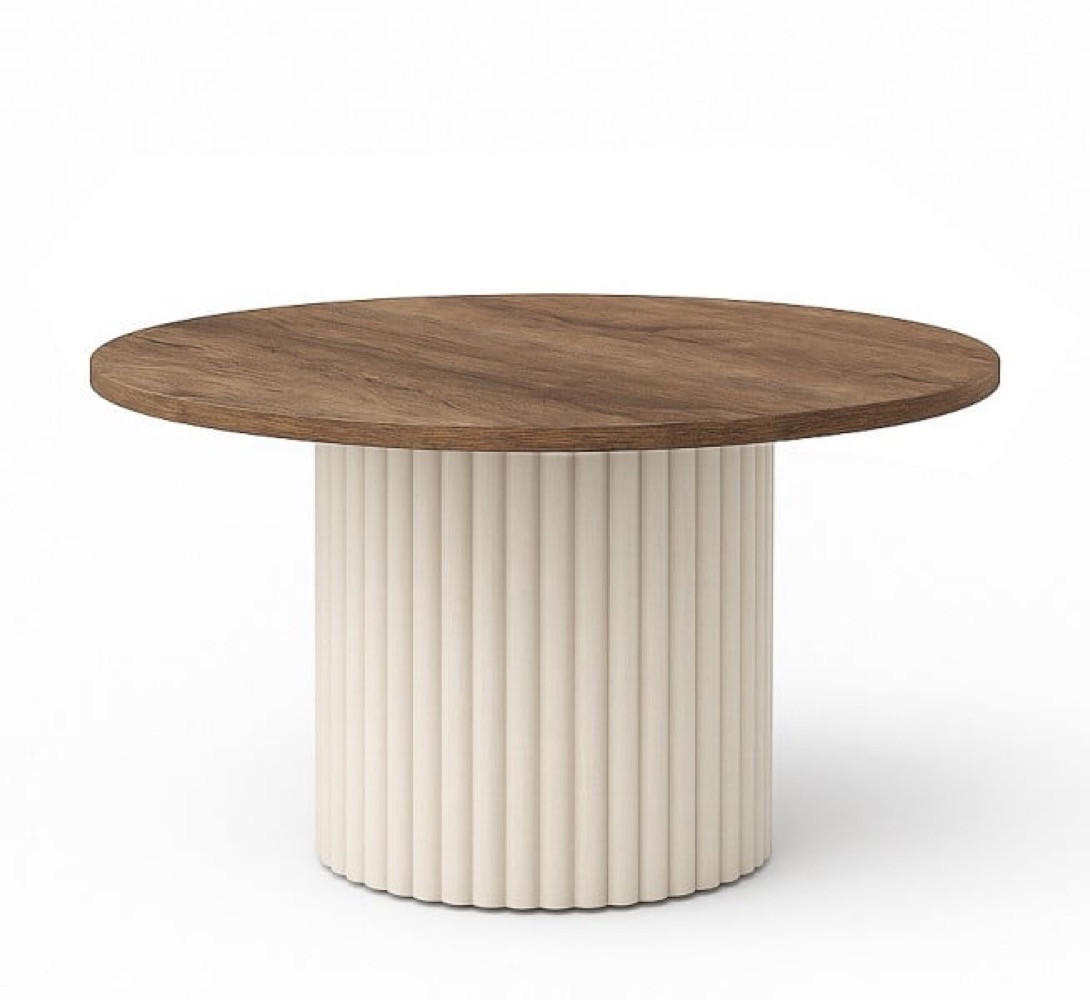 TISCH Lefkas Kaschmir Riko Geriffelte Basis Sonoma Eiche Rund 75 cm - Braun, Holzwerkstoff (75/75/42cm) - Sepro Meble