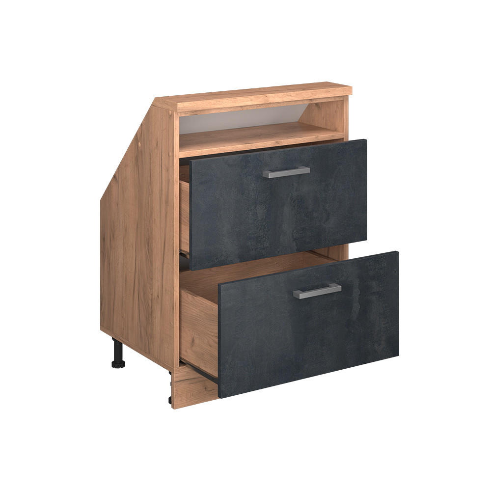 Vicco Dachschrägenschrank Schwarz, Eiche 60x83.8x46 cm