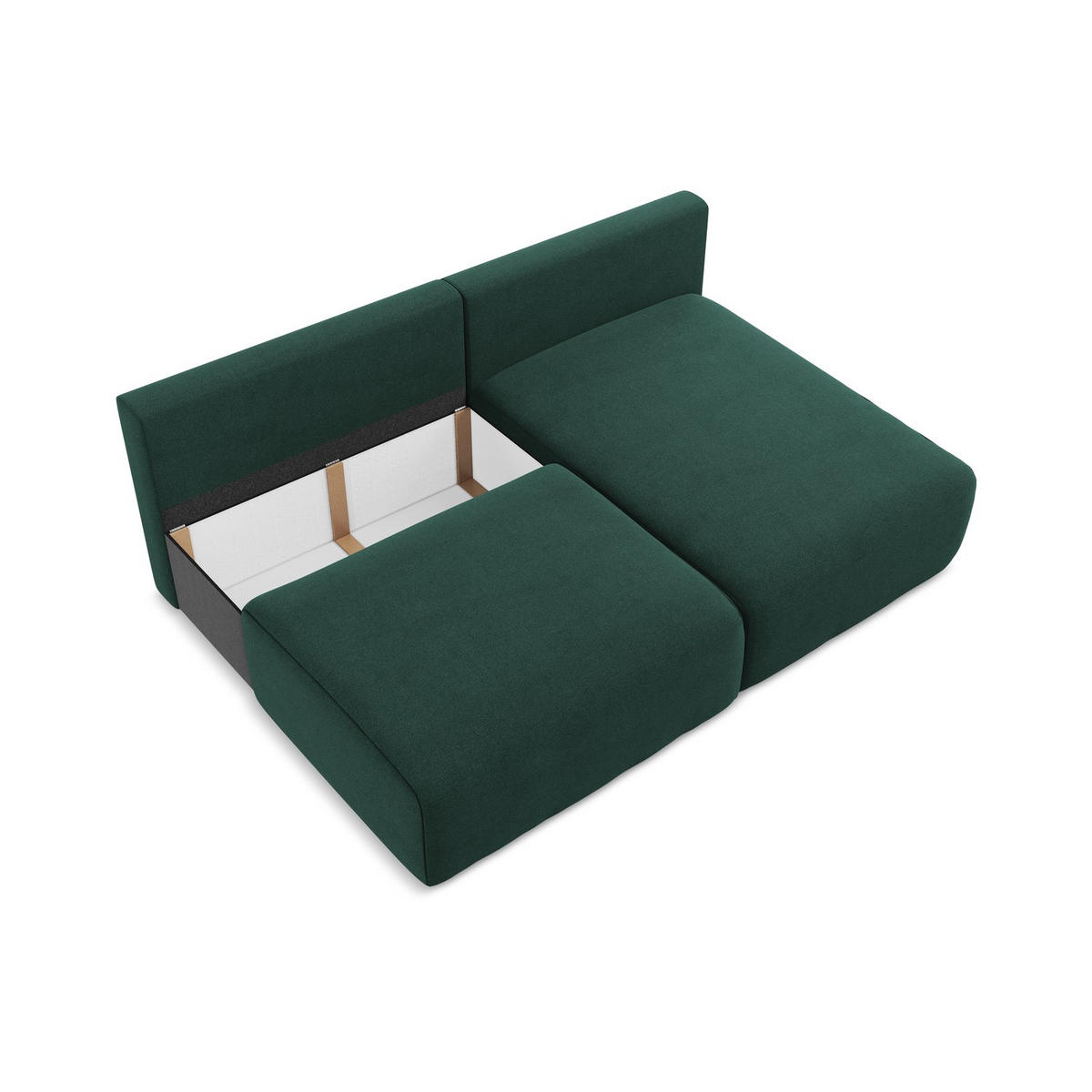 ECKSOFA mit Schlaffunktion rechts Strukturstoff Stoff Grün - Dunkelgrün/Schwarz, Kunststoff/Textil (210/149cm) - LaMiaSofa