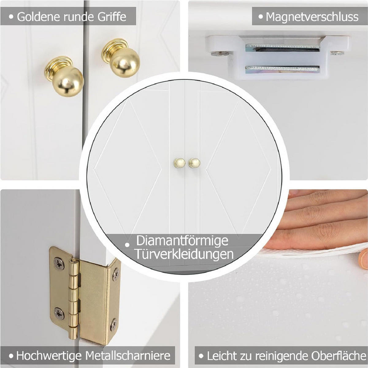 BAD-HÄNGESCHRANK mit 2 Türen weiß - Weiß, Holzwerkstoff (60/75/21cm) - COSTWAY