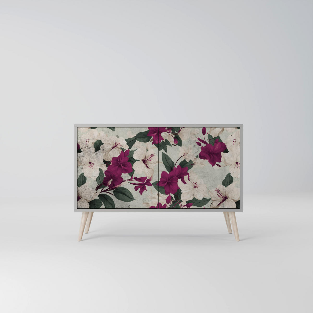 SIDEBOARD FLOWERET DREAM, Eicheneffekt, 111x42x77,5 cm, 2 Türen - Eichefarben/Buchefarben, Holzwerkstoff/Buchenholz (111/77.5/42cm) - SpaceRebels