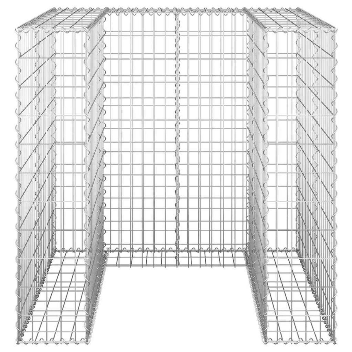 1ER Gabionen Mülltonnenbox ESOL | 110x110x100cm| Mülltonnenverkleidung für 1 Tonne - Silberfarben, Metall (110/110/100cm) - DELUKE