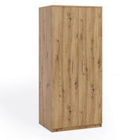 KLEIDERSCHRANK Tamiza 2-türig 90 cm breite - Silberfarben/Eiche Artisan, Holzwerkstoff/Kunststoff (90/202/65cm) - Ravio