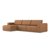 ECKSOFA Links Strukturstoff Stoff Orange - Terra cotta/Schwarz, Kunststoff/Textil (167/314cm) - Makamii