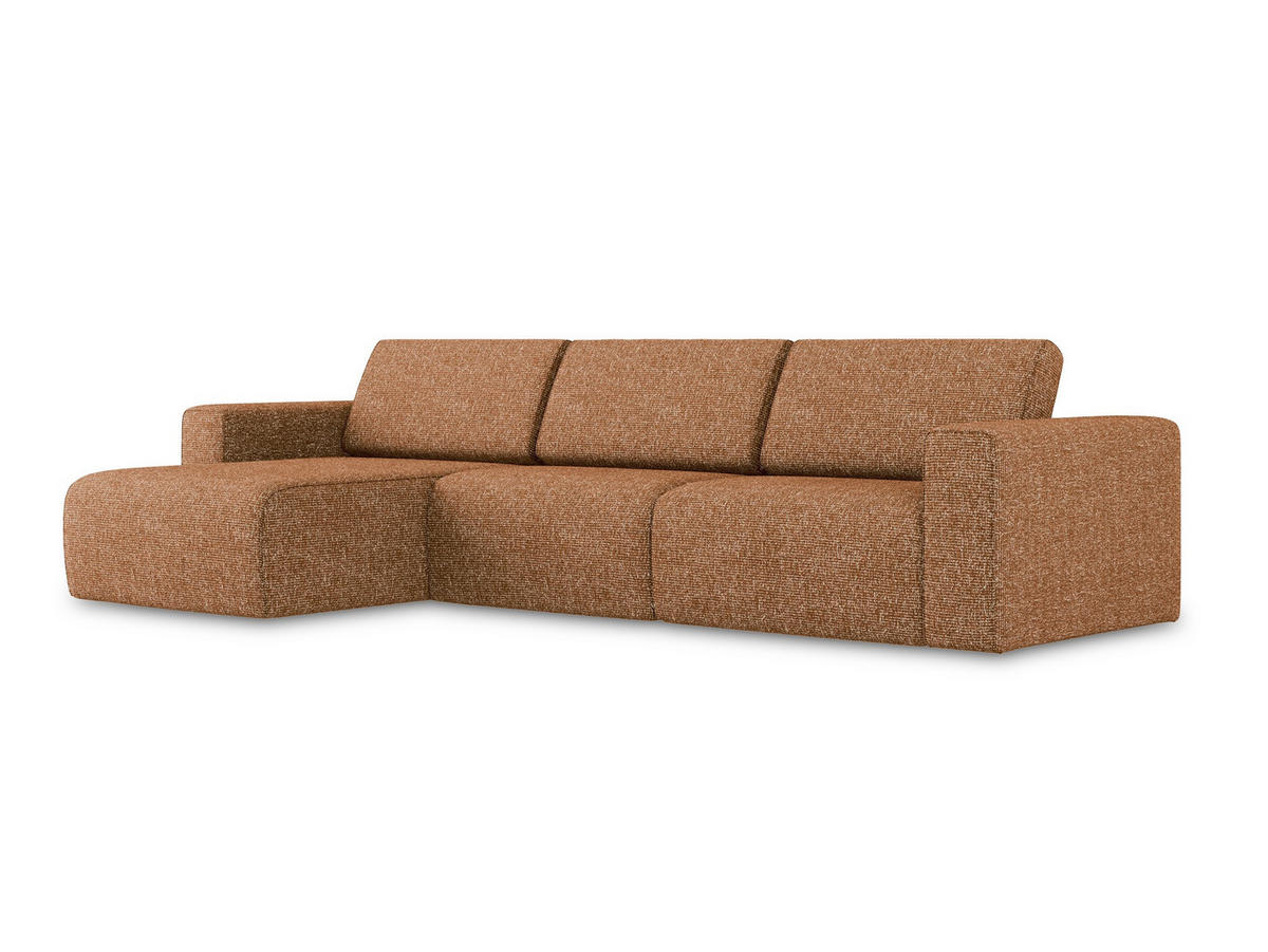 ECKSOFA Links Strukturstoff Stoff Orange - Terra cotta/Schwarz, Kunststoff/Textil (167/314cm) - Makamii