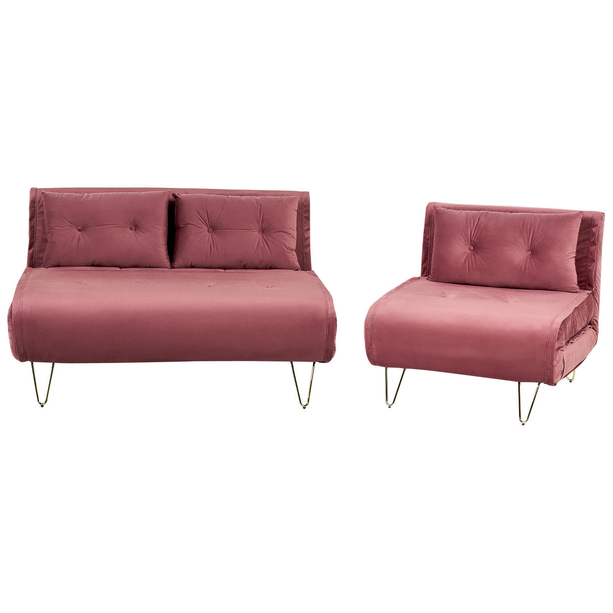3-SITZER SOFA SET Samtstoff Rosa Vestfold - Pink, Textil (130/78/81cm) - Beliani