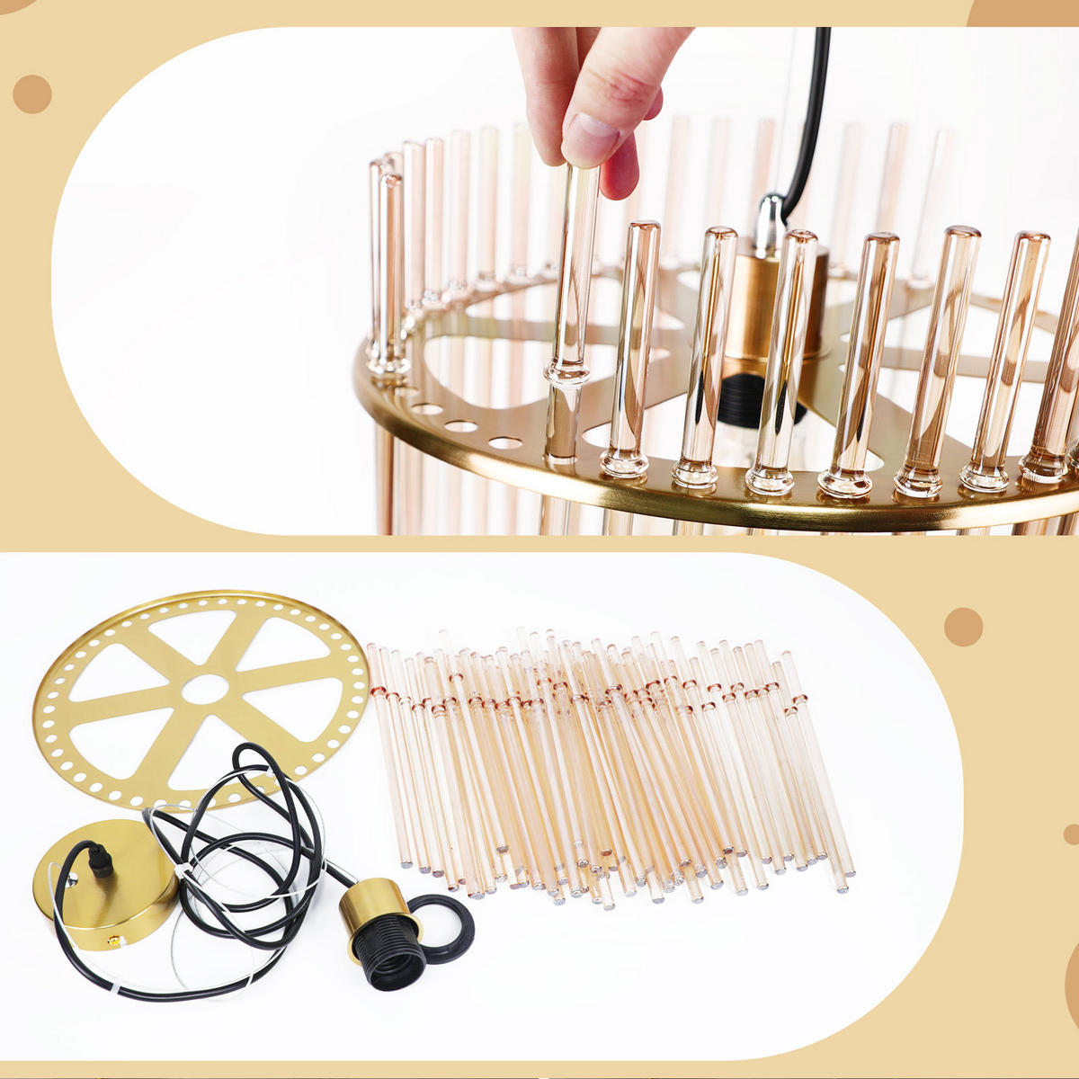 PENDELLEUCHTE Seraphina 30/10/150 cm - Goldfarben, Metall (30/10/150cm) - ZMH