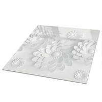 TISCHPLATTE 50x50 cm – Weiße Blüten - Schwarz, Glas (50/50/0.4cm) - Wallfluent