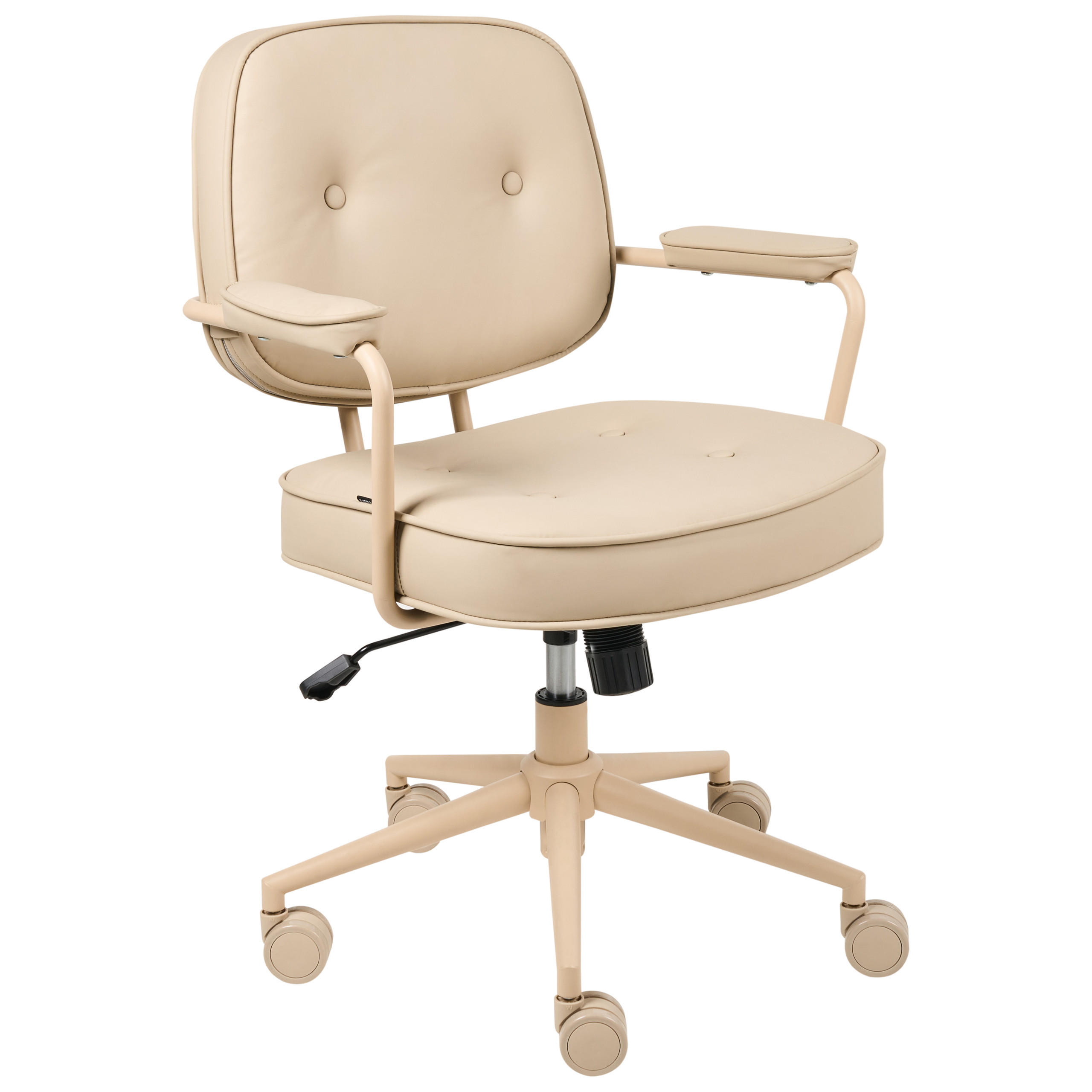SCHREIBTISCHSTUHL Hellbeige Kunstleder Paramus - Beige, Kunststoff (60/81/65cm) - Beliani