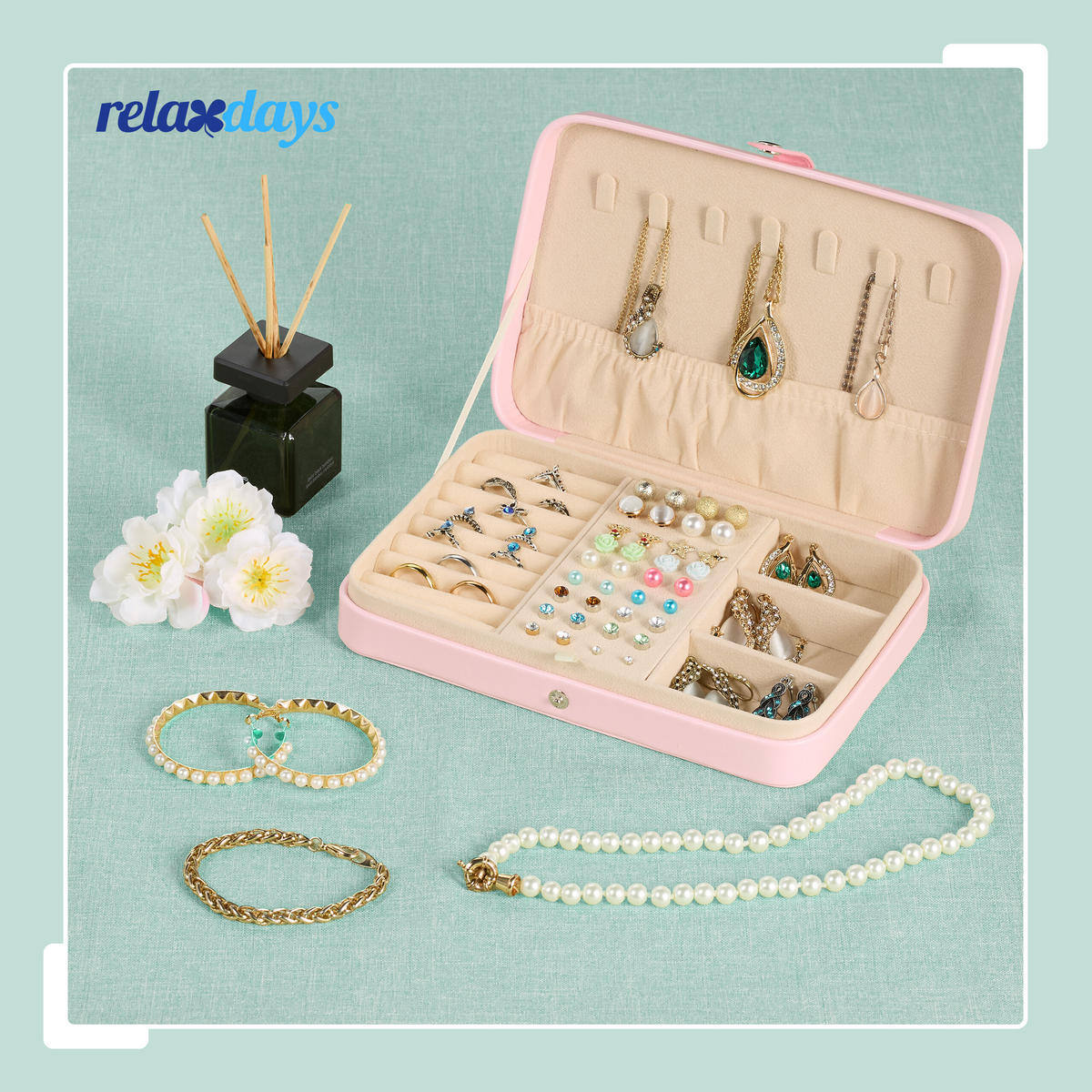 SCHMUCKKÄSTCHEN - Rosa, Holzwerkstoff/Kunststoff (21/4.5/14.5cm) - Relaxdays