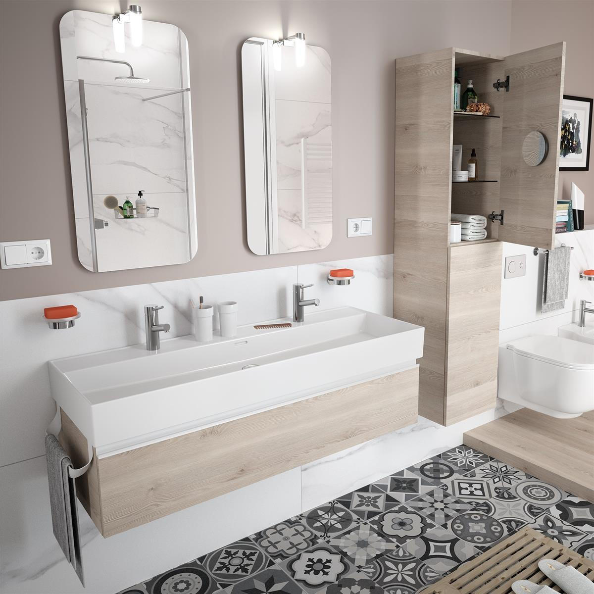 HOCHSCHRANK ALLIANCE 1600 mit 2 Türen Nature - Naturfarben, Glas/Holz (35/160/35cm) - Salgar