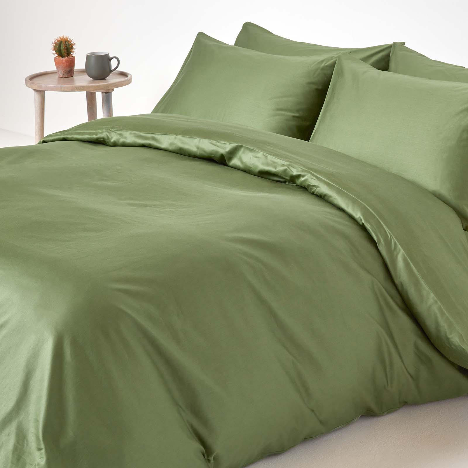 BIO-BETTWÄSCHE Satin Fadendichte 400 - Grün, Textil (200/200cm) - Homescapes