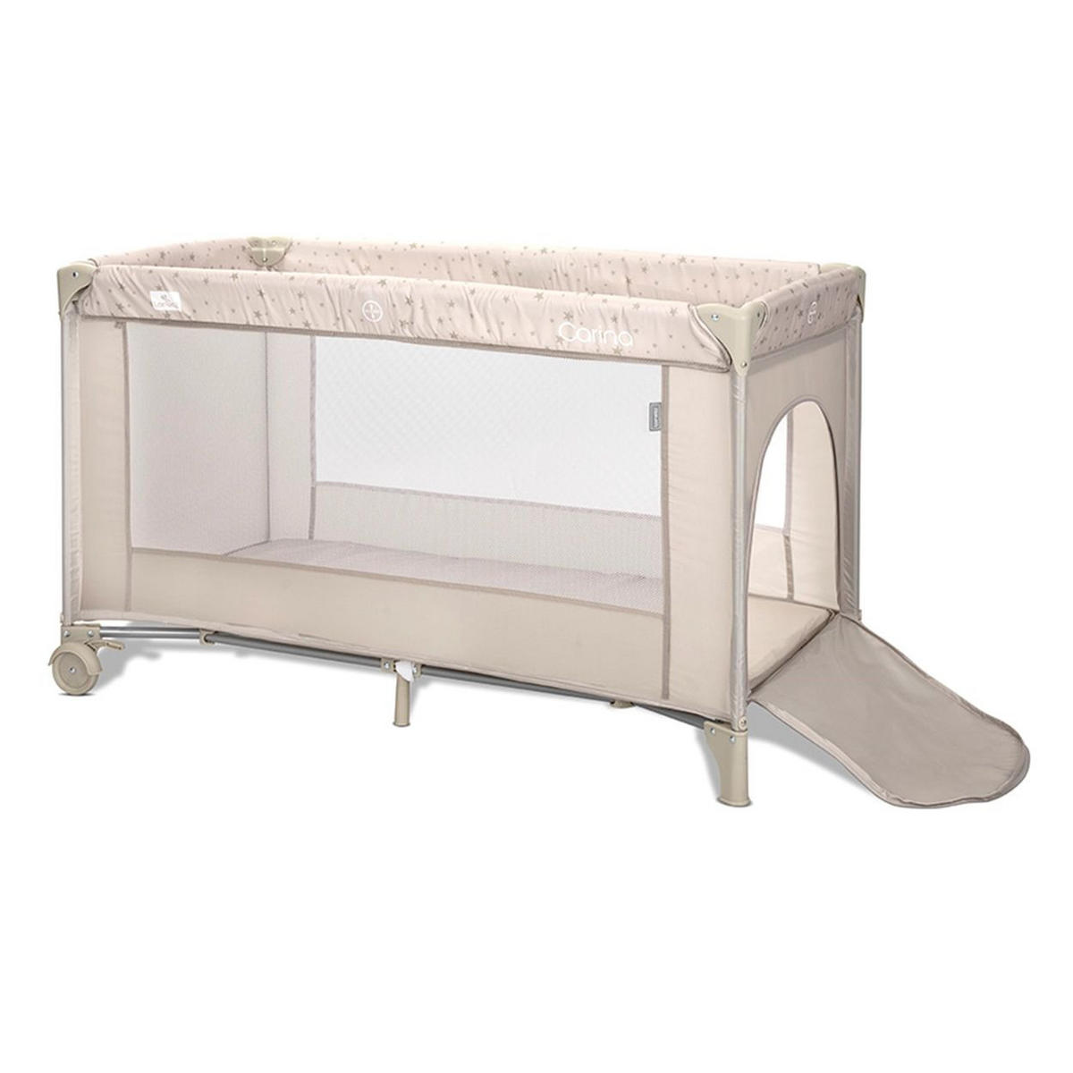 REISEBETT Carina 2 Ebenen beige Matratze Tragetasche faltbar Räder mit Bremse - Beige, Kunststoff (67/125cm) - Lorelli