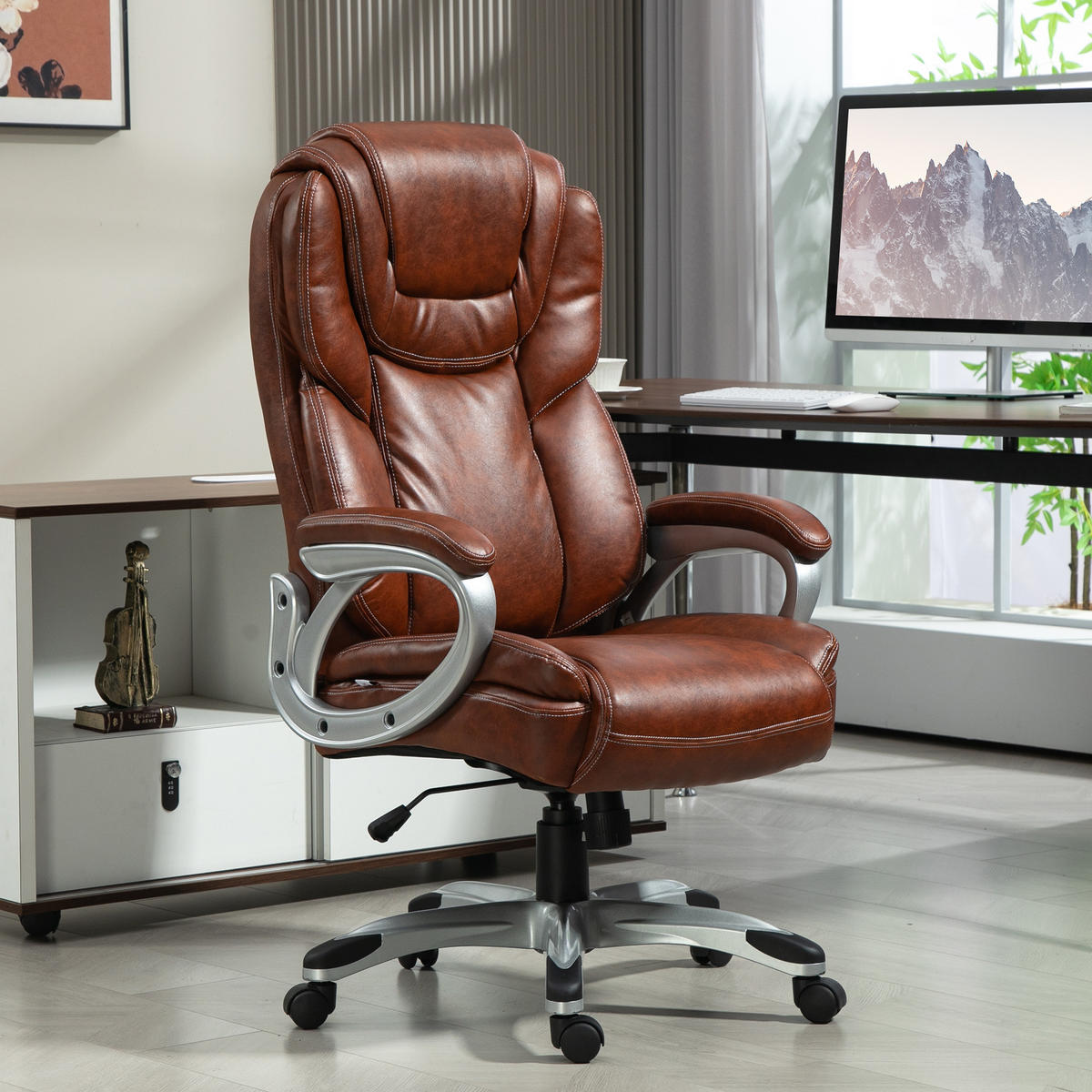 CHEFSESSEL DE-11707 mit Wippfunktion & 360° drehbar Braun - Braun, Metall (75.5/124.5/66cm) - ComfortXL