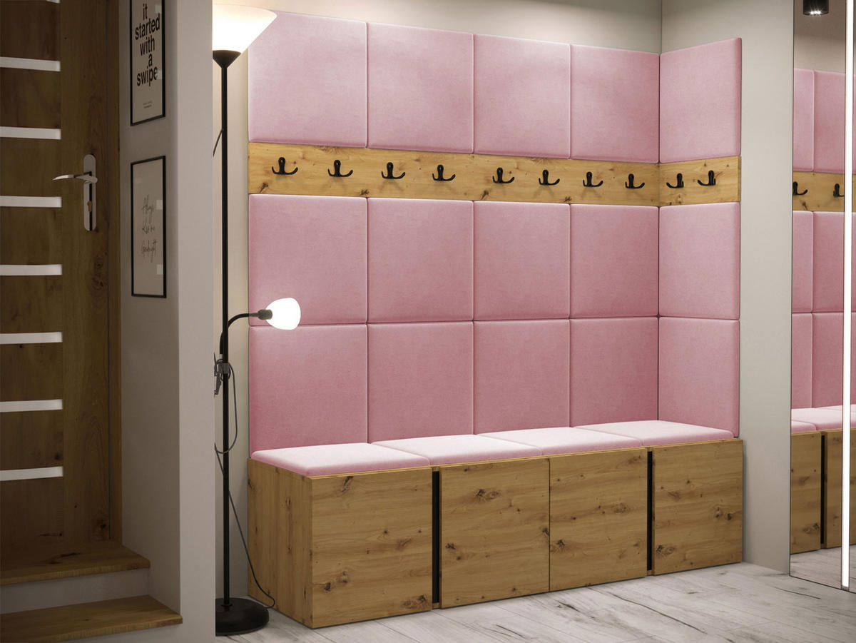 GARDEROBEN-SET Orion II - Eiche Artisan/Rosa, Holzwerkstoff/Kunststoff (168/186/46cm) - MIRJAN24