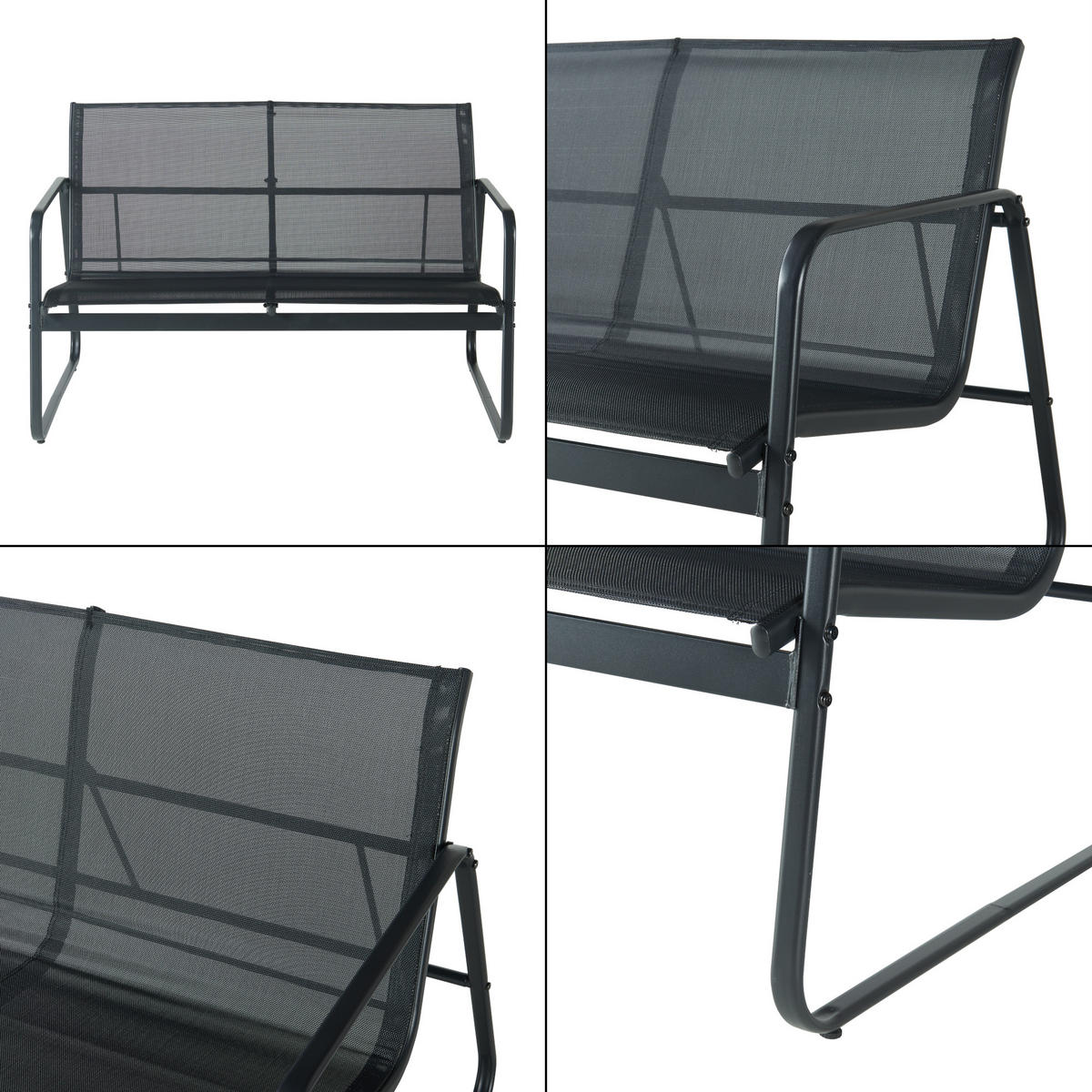 GARTENMÖBEL-SET 4 TLG. Anzi - Schwarz, Glas/Textil - casa.pro