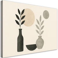 LEINWANDBILD Vasen Blätter Minimalismus 120x80cm - Beige, Textil (120/80cm) - Feeby
