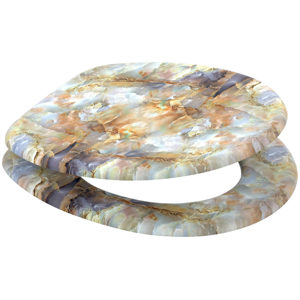 WC-SITZ Marmor Braun - Braun, Holzwerkstoff (38/6/47cm) - Sanilo