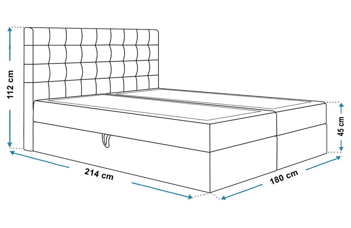 BOXBETT RIO mit 2 Bettkästen, 180x200, Farbe: Dunkelblau, Velourstoff, Doppelbett mit Bonell-Matratze - Dunkelblau, Holz/Kunststoff (180/200cm) - Alpi-Möbel