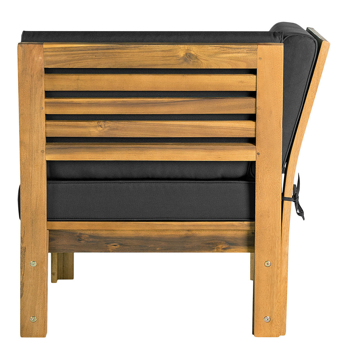 LOUNGEECKE - Webstoff / Akazie massiv - Anthrazit, Holz/Textil (71/73/71cm) - home24