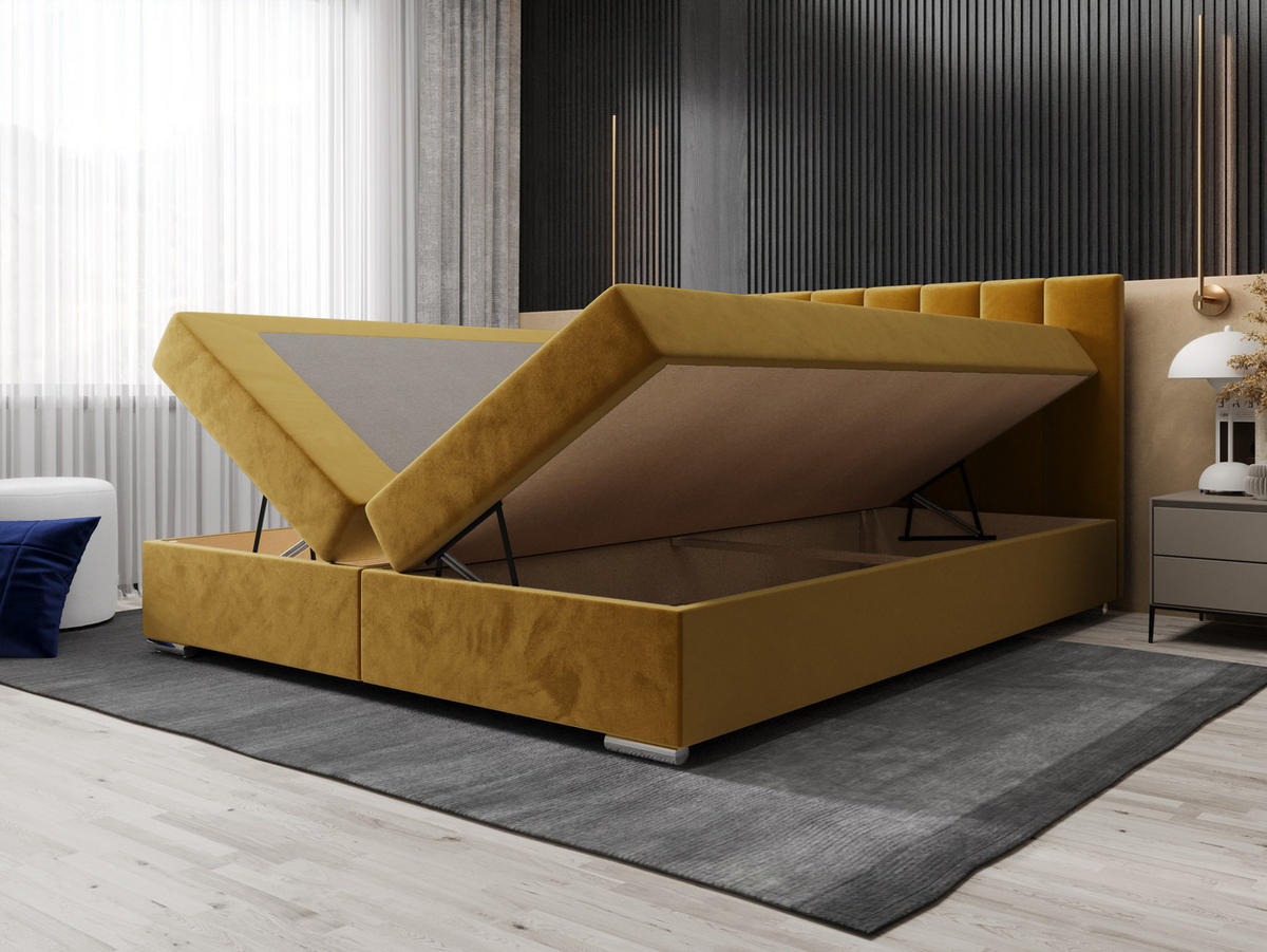 BOXBETT ZILANO 2 mit Matratze H3 und Topper 160x200 Itaka 33 - Orange, Holz/Textil (160/200cm) - Bedante