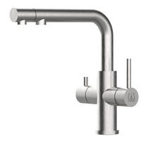 4-WEGE-KÜCHENARMATUR, Edelstahl Massiv aus Chirurgenstahl, Gebürstet, herausziehbarer Brause - Edelstahlfarben, Metall (22.5/27.73/22.5cm) - VIZIO