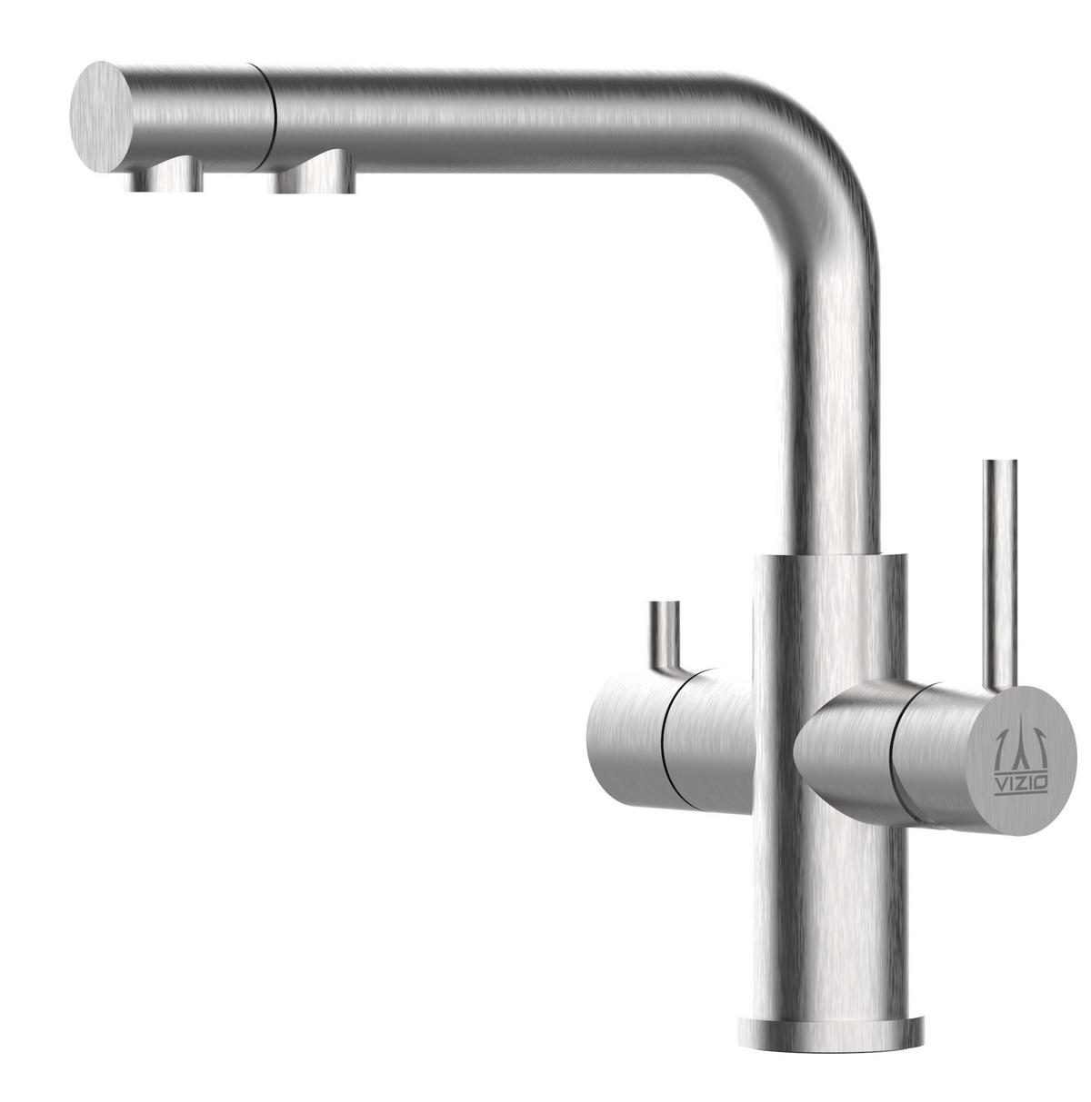 4-WEGE-KÜCHENARMATUR, Edelstahl Massiv aus Chirurgenstahl, Gebürstet, herausziehbarer Brause - Edelstahlfarben, Metall (22.5/27.73/22.5cm) - VIZIO