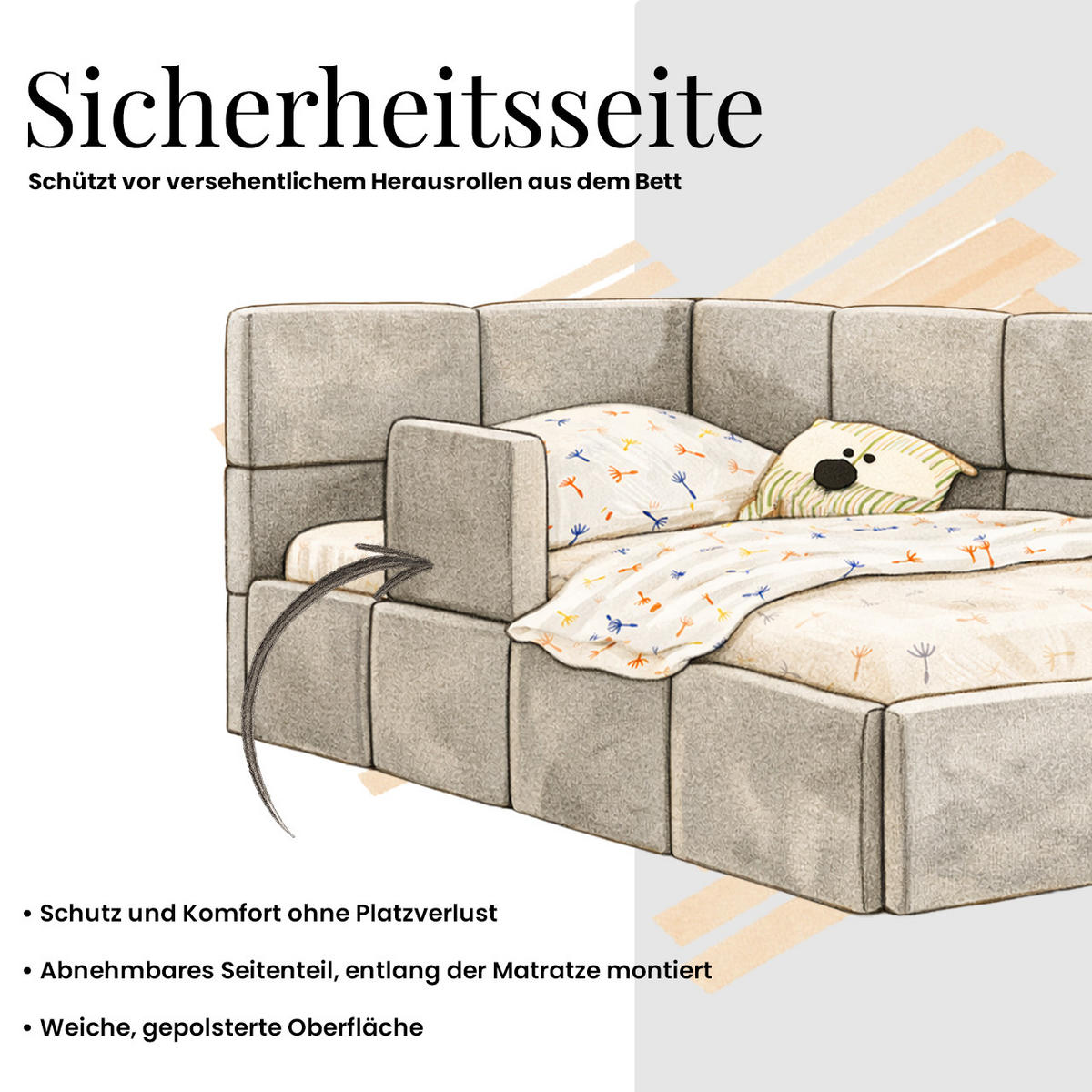 POLSTERBETT TILVO ALTA 90/200 - Grau Cord - Multitaschenfederkernmatratze - Links - Grau, Textil (90/200cm) - MKS