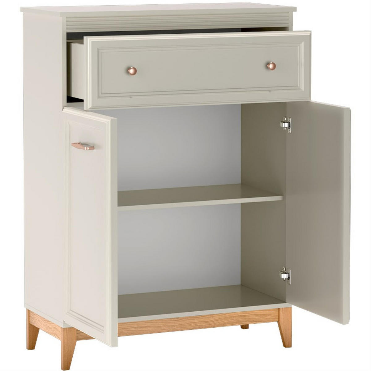 KOMMODE Charlott mit 1 Schublade und 2 Türen - Kaschmir/Eichefarben, Holz/Holzwerkstoff (92/125.5/40.5cm) - Beautysofa